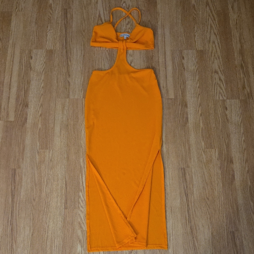 Orange Halter Neck Dress